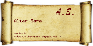 Alter Sára névjegykártya